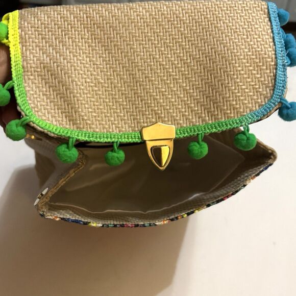 Mexican Maria Doll Backpack Straw Woven Bag Side Snaps Adjustable Straps - Picture 6 of 13